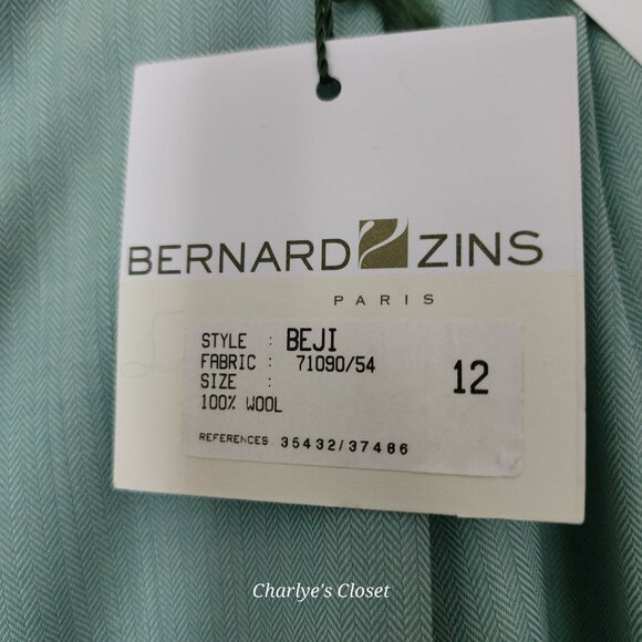 Vintage Bernard Zins Paris Blue Wool Pleated Trousers Sz.12 Quiet‎ Luxury NWT - Picture 11 of 12
